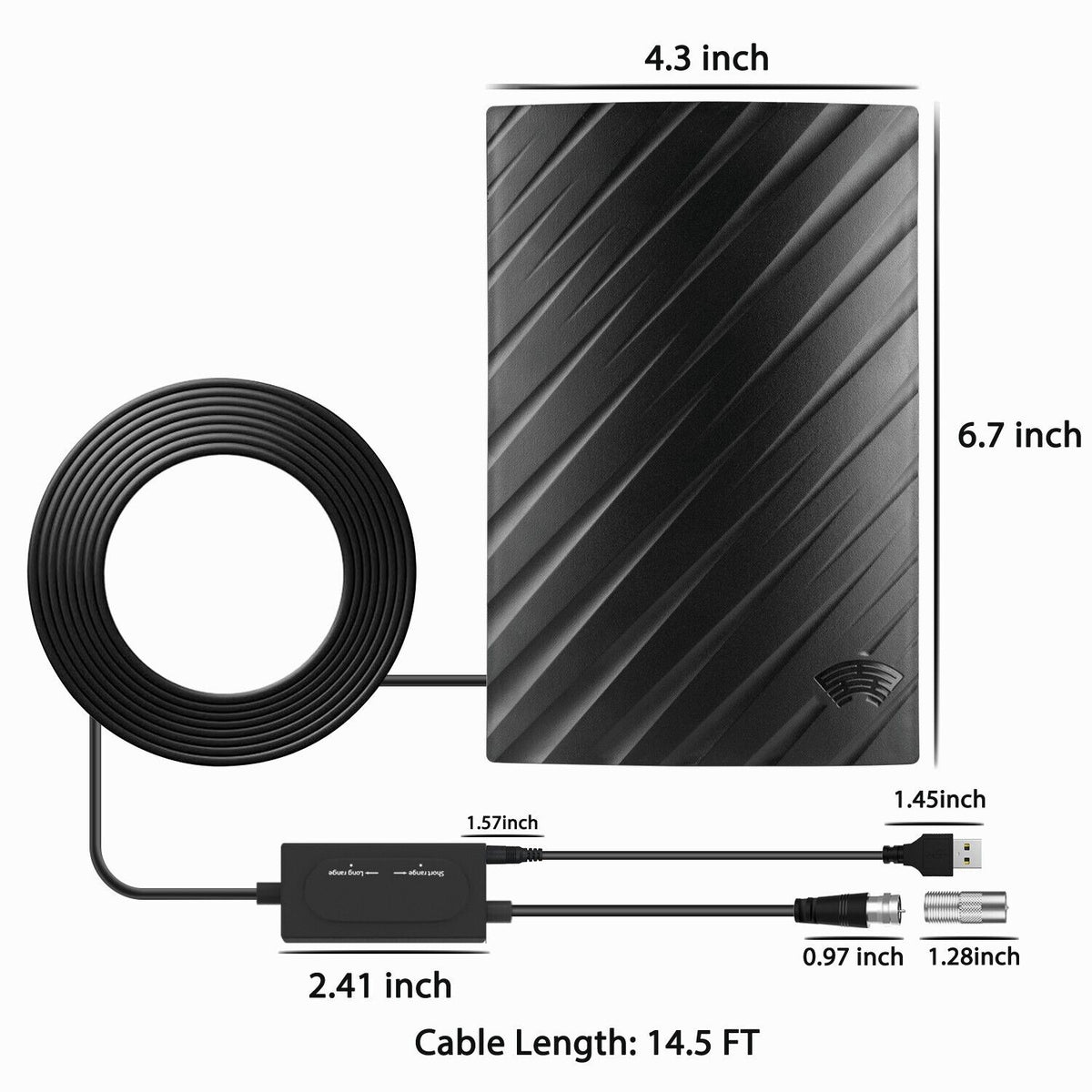 Amplified Indoor TV Antenna | 600-Mile Range, 39 dBi Gain, 75 Ω Impedance | HD & 4K Reception, 5 m Coaxial Cable Included 9