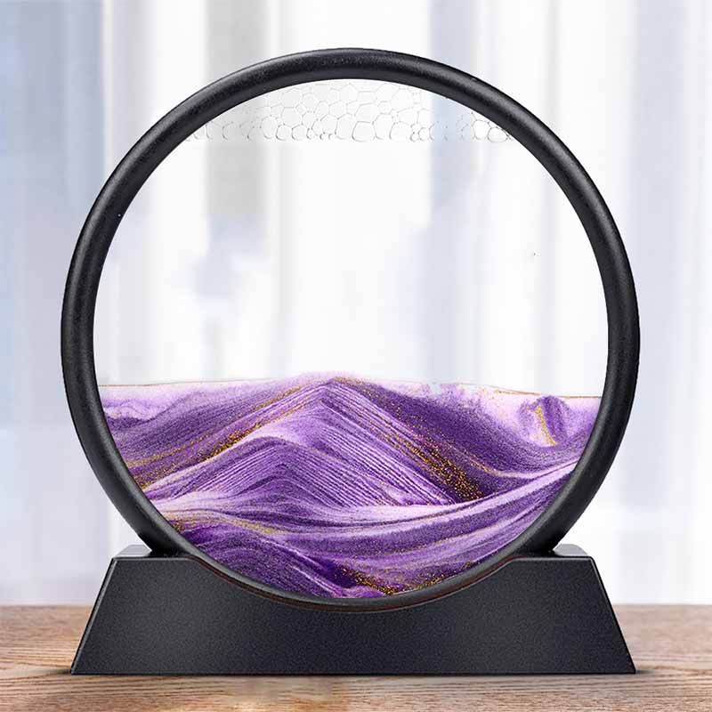 3D Sand Hourglass Timer | Circular Glass with Rotating Base | Moving Dune Landscape, Desk and Office Decor Gift 5