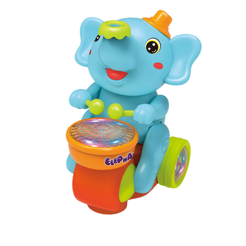 Musical Light-Up Elephant Toy | Drumming Action & Automatic Obstacle Avoidance | Battery-Powered Crawling Toy for Toddlers 6