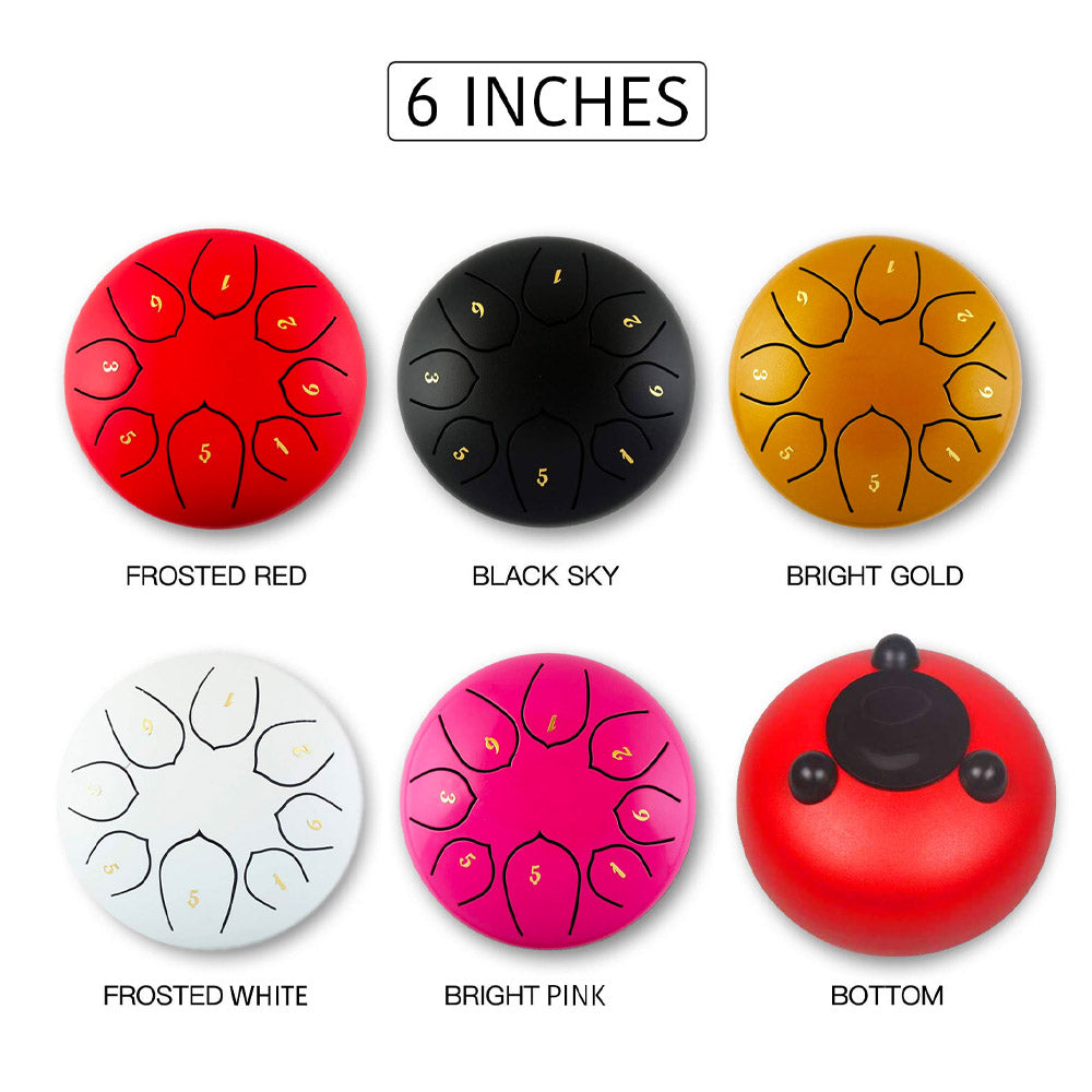 Steel Tongue Drum | 8 Note D Major Hand-Tuned | Portable Meditation Instrument with Drumsticks, Bag & Finger Covers 5