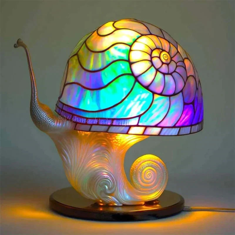 Stained Glass Table Lamp 45 cm | 8 Nature-Inspired Colour Designs | USB-Powered LED Glow for Home Décor, Bedside and Shelf 4
