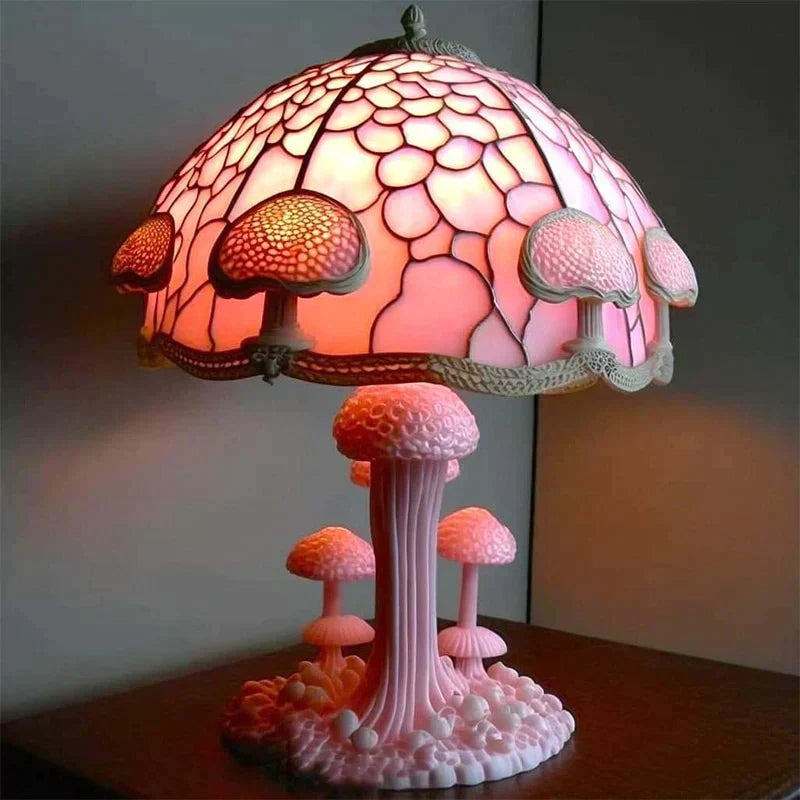 Stained Glass Table Lamp 45 cm | 8 Nature-Inspired Colour Designs | USB-Powered LED Glow for Home Décor, Bedside and Shelf 6