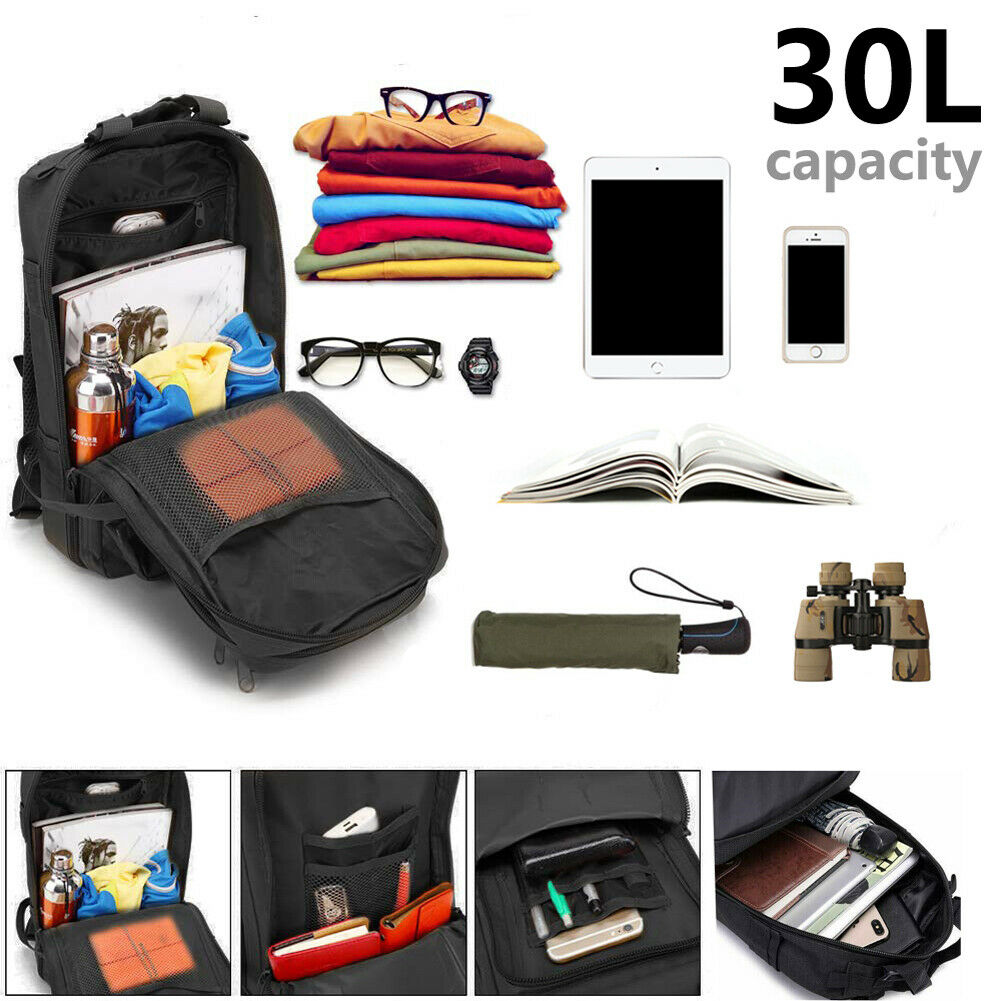 Tactical Rucksack Waterproof Fabric | 30 Litre Capacity, 45 x 23 x 25 cm | MOLLE Webbing, Compression Straps & Padded Back 4
