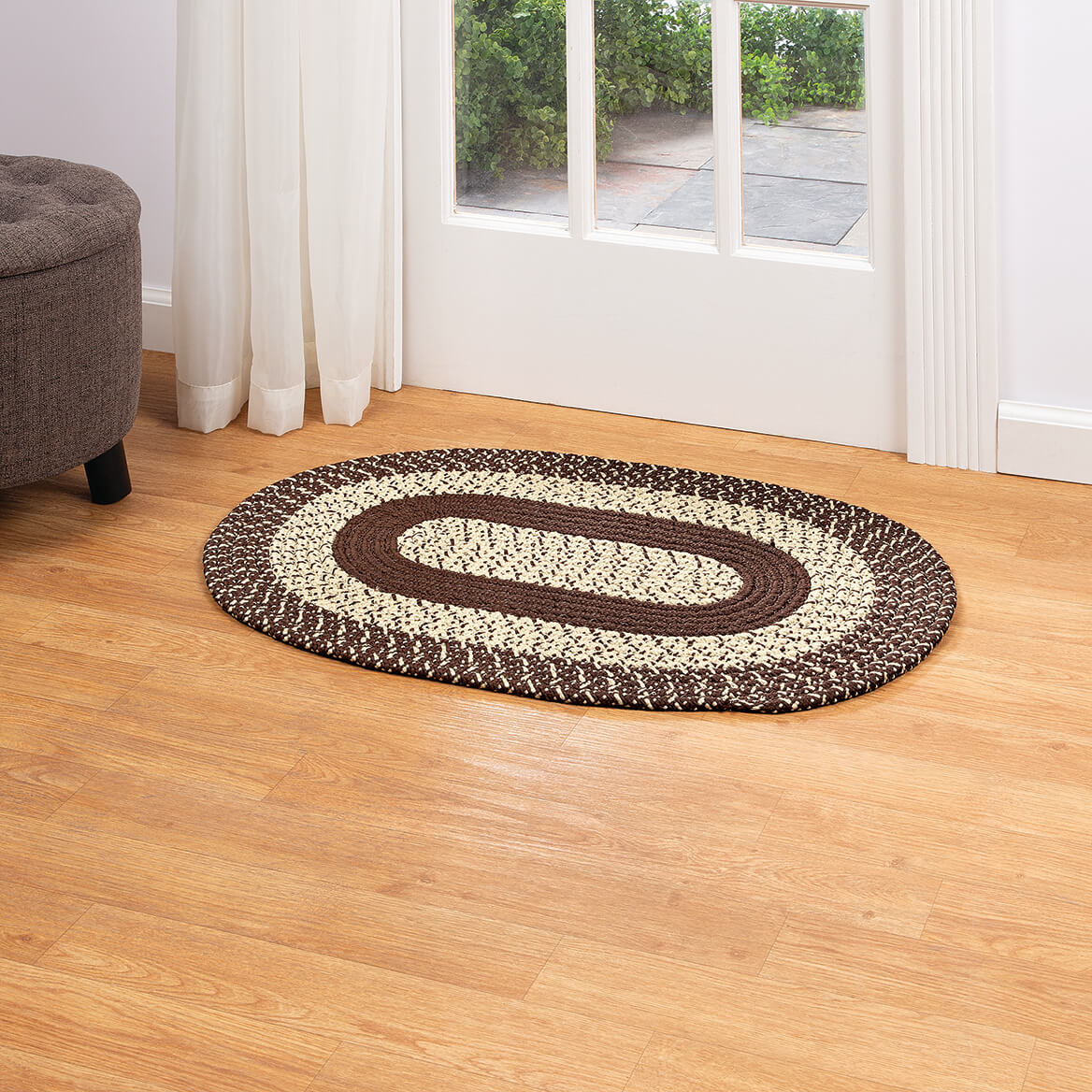 Braided Rug Polyester | Round, Oval & Runner Sizes 20"x30" to 5' x 7' | Reversible Two-Tone Country Design, 5 Colours 20