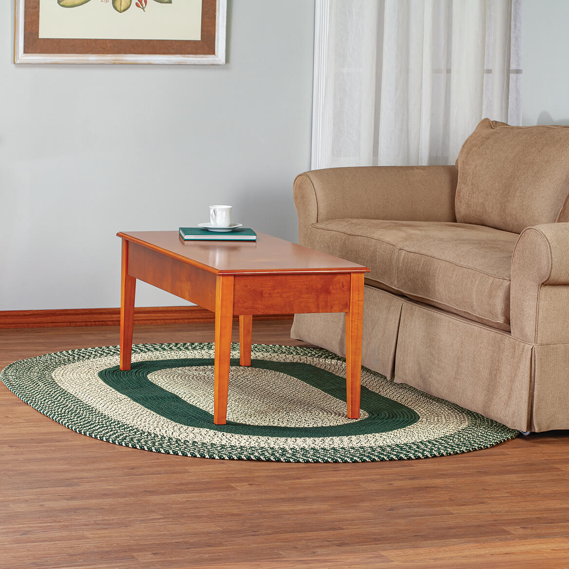 Braided Rug Polyester | Round, Oval & Runner Sizes 20"x30" to 5' x 7' | Reversible Two-Tone Country Design, 5 Colours 51