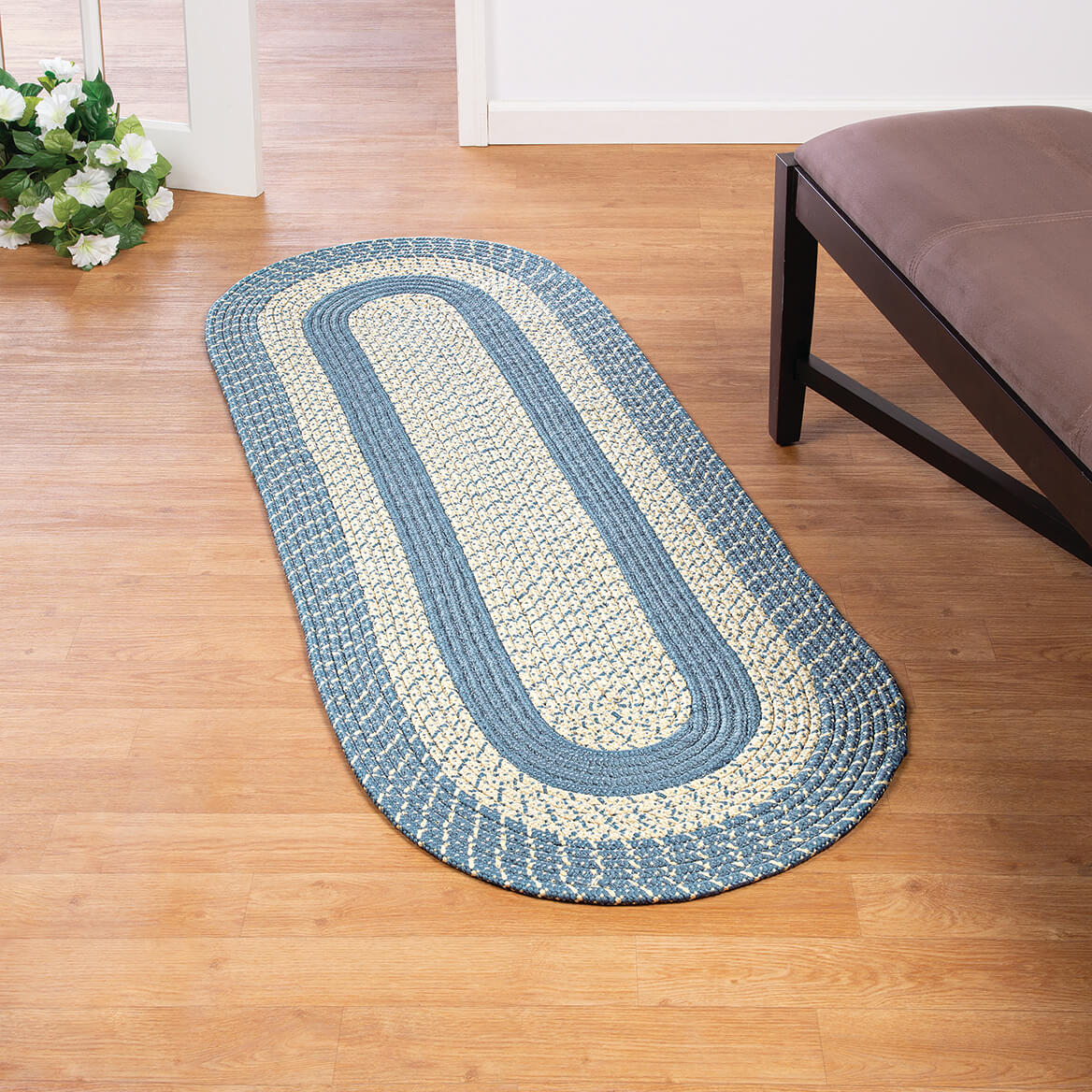 Braided Rug Polyester | Round, Oval & Runner Sizes 20"x30" to 5' x 7' | Reversible Two-Tone Country Design, 5 Colours 27