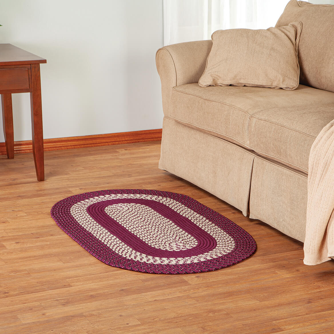Braided Rug Polyester | Round, Oval & Runner Sizes 20"x30" to 5' x 7' | Reversible Two-Tone Country Design, 5 Colours 39