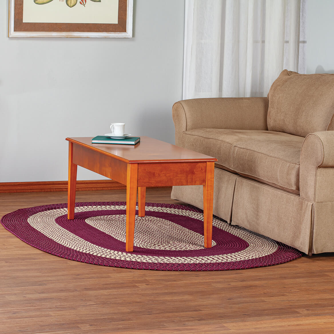 Braided Rug Polyester | Round, Oval & Runner Sizes 20"x30" to 5' x 7' | Reversible Two-Tone Country Design, 5 Colours 47