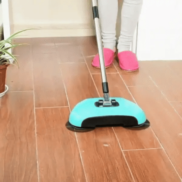 2-in-1 Vacuum Broom Stainless Steel | Cordless, No Battery, 360° Rotating Side Brushes | Works on Tile, Wood, Laminate, Carpets 2