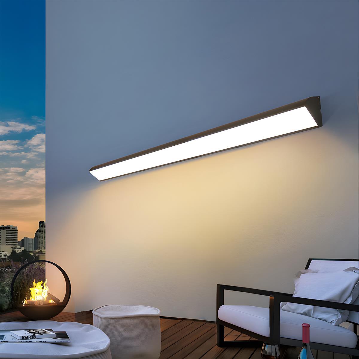 Linear LED Outdoor Wall Light Aluminium | COB LED with Stepless Dimming 3000K-6000K | IP65 Waterproof for Garden & Patio 1